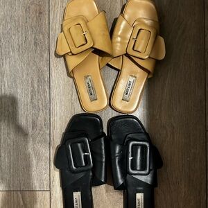 Matt & nat black  and Tan Buckle Sandals